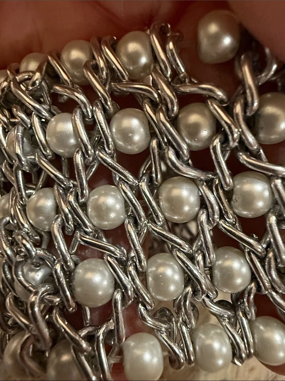 Silver Pearl-Accent Multi-Row Chain Bracelet